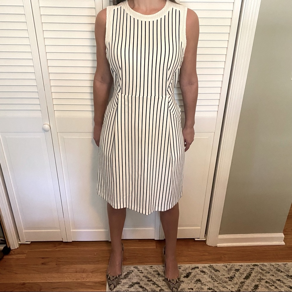 Cremieux White and Black Striped Dress